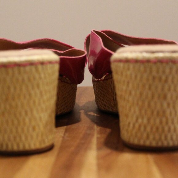 Hot Pink Wedge Platform Sandals - Sz 9 - Picture 3 of 4